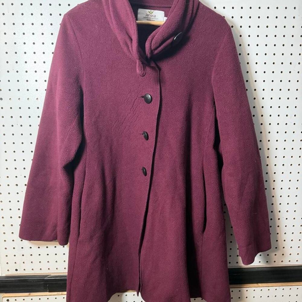 Janska Burgundy Fleece Jacket Women's Medium Cottagecore Fairycore